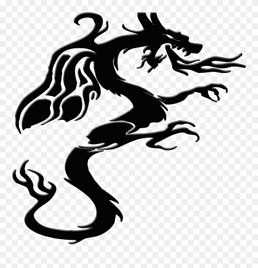 Dragon Silhouette Clip Art - Monster - Png Download