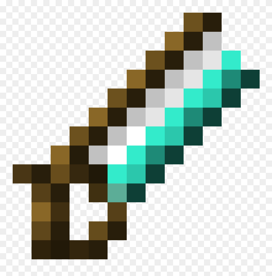 Transparent Minecraft Diamond Sword Png - Pixel Art Minecraft Diamond Clipart
