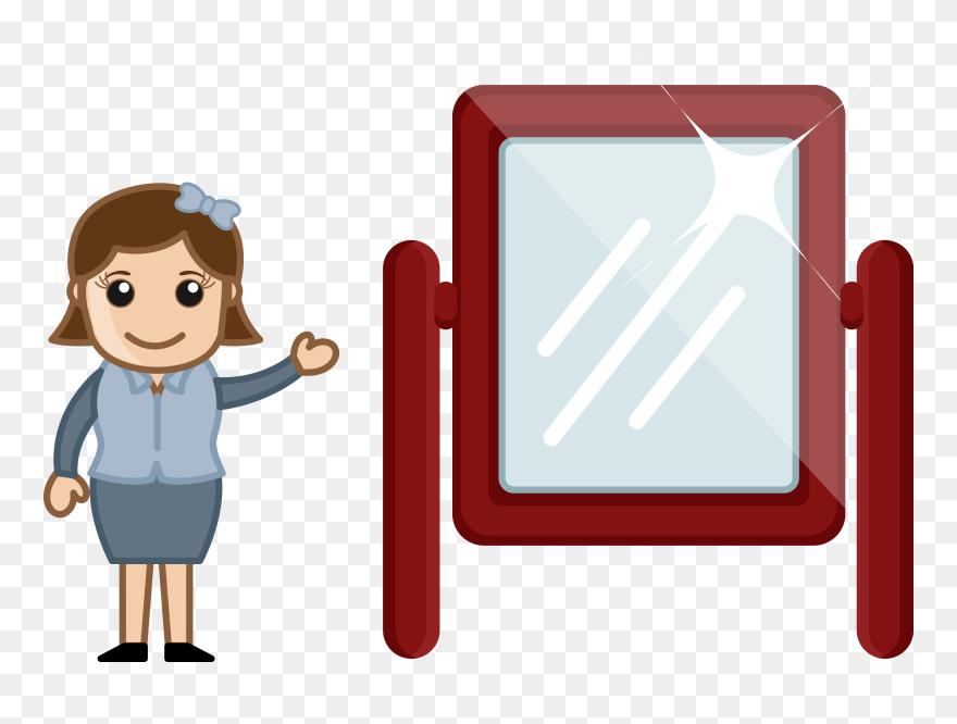 Girl Clipart Mirror - Speaking In Front Of A Mirror - Png Download
