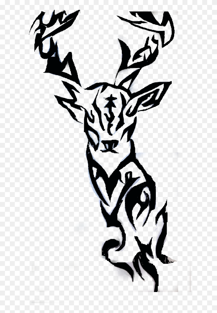 Koi White-tailed Deer Elk Tattoo - Deer Tribal Tattoo Png Clipart