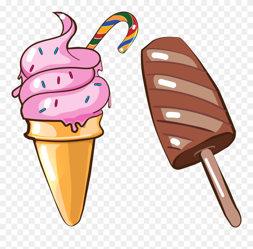 Ice Cream Cone Gourmet Cartoon Png And Vector Image - Cartoon Clipart Ice Cream Transparent Png