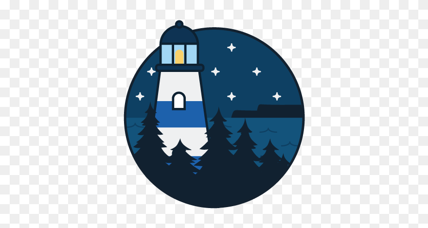 Lighthouse Doodle V2 Stars Night Maine Coast Lighthouse - Lighthouse Circle Doodle Clipart