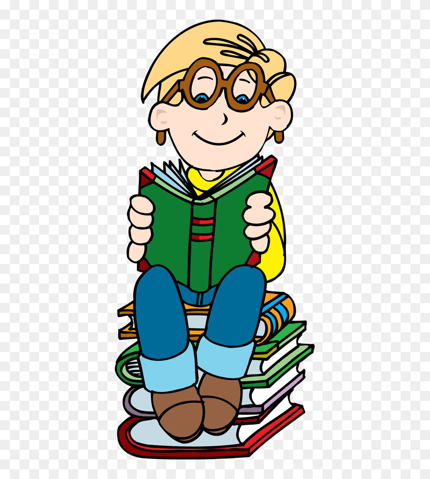 Girl Reading Clipart - Kid Reading A Book Clip Art - Png Download