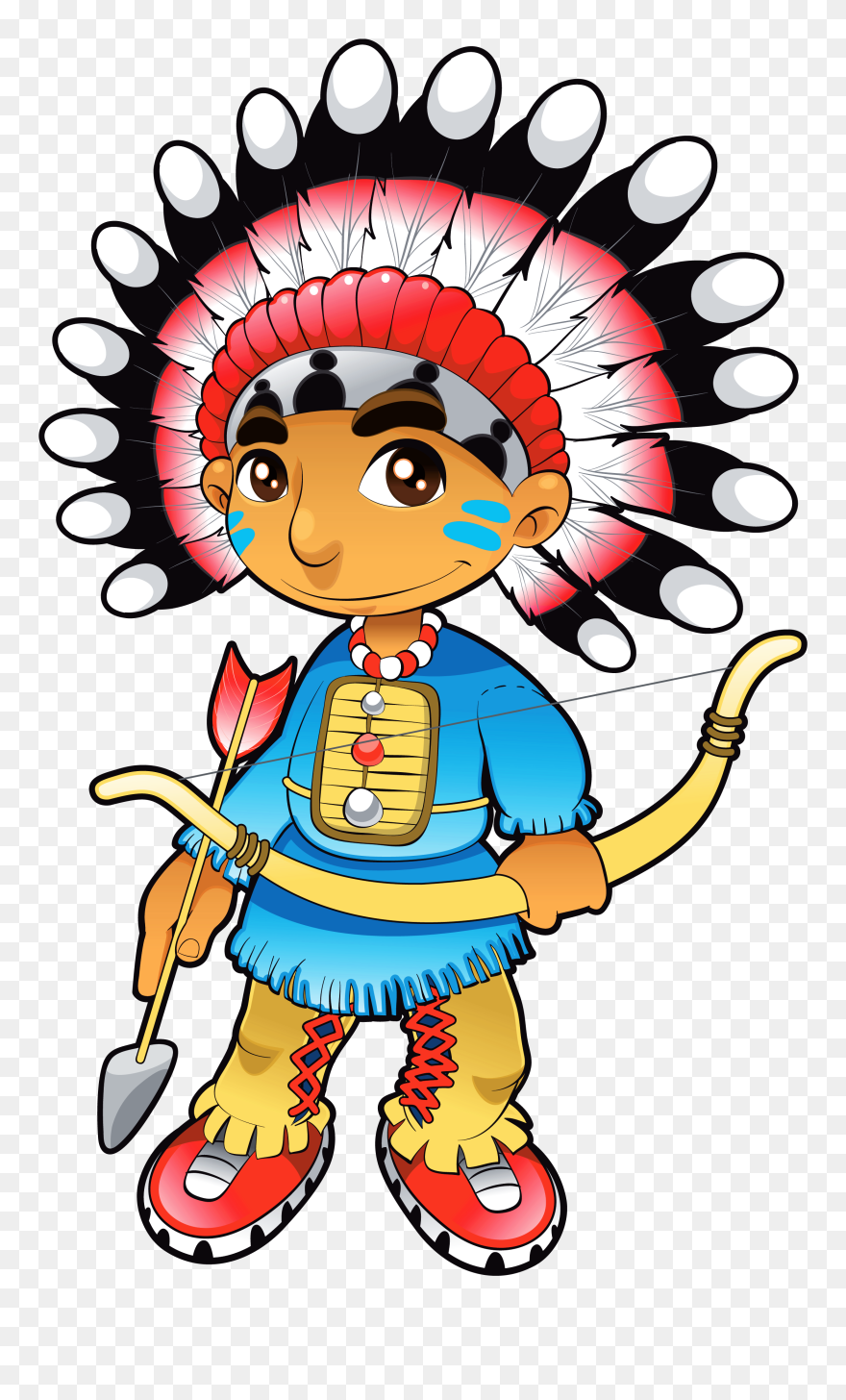 Thanksgiving Border Clipart Native Picture Black And - Cartoon Indianer - Png Download