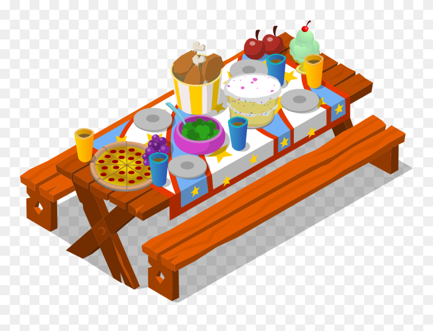 Picnic Table Clipart Illustration Png - Transparent Background Picnic Table Cartoon Png