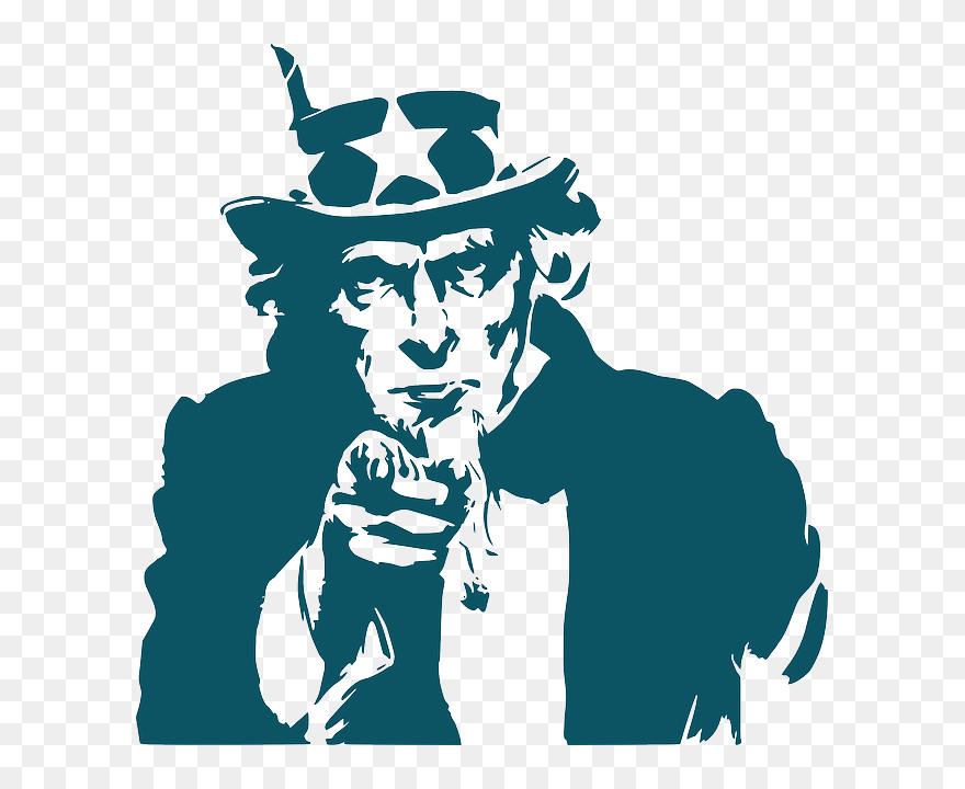Silhouette Stencil Clip Art - Uncle Sam Pointing - Png Download