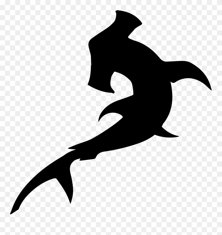 Mermaid Tail Silhouette Clip Art Free Silhouette Of- - Silhouette Hammerhead Shark Outline - Png Download