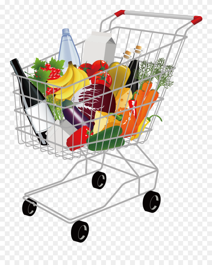 Grocery Shopping Cart Png Pic - Full Shopping Cart Clipart Transparent Png
