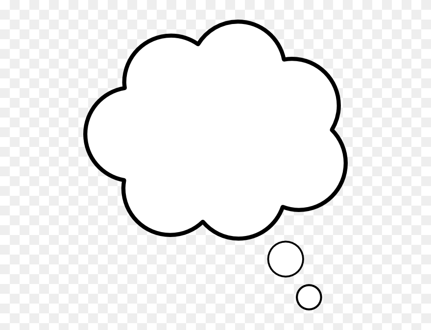 Thought Cloud Thin Outline Clip Art At Clker - Thinking Bubble Png White Transparent Png