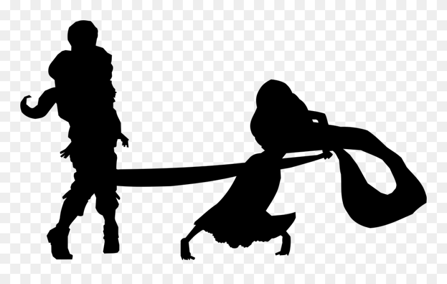 Transparent Princess Dress Up Clipart - Rapunzel And Flynn Silhouette - Png Download