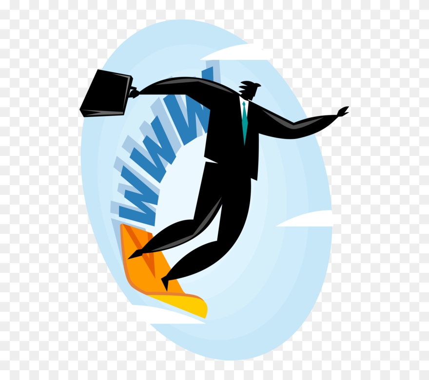 Entrepreneur Surfs On Surfboard - Clip Art - Png Download