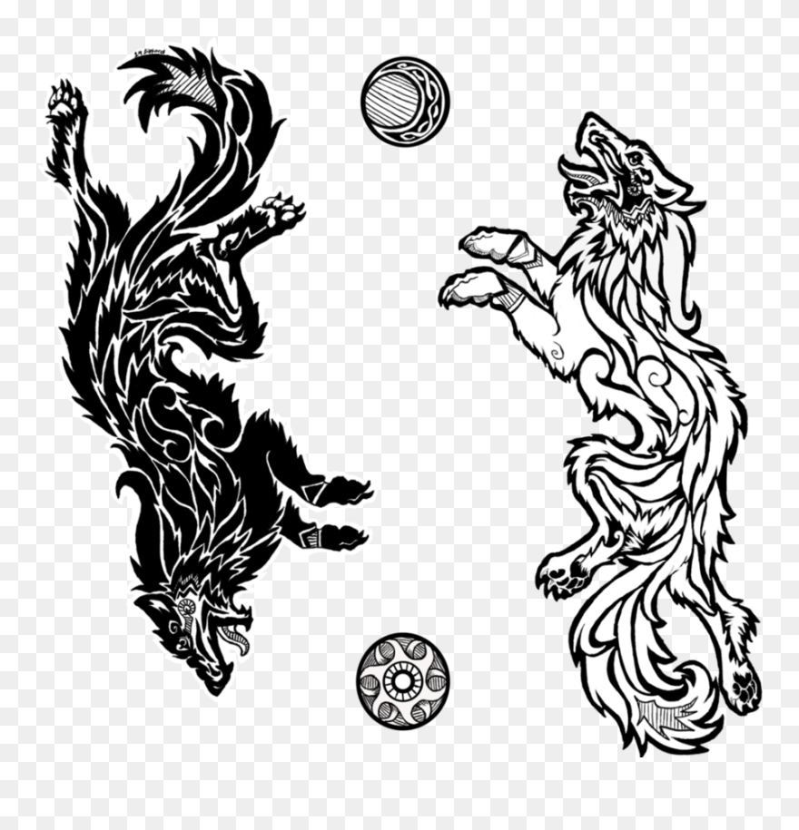Viking Tribal Tattoos - Wolf Viking Tattoo Clipart