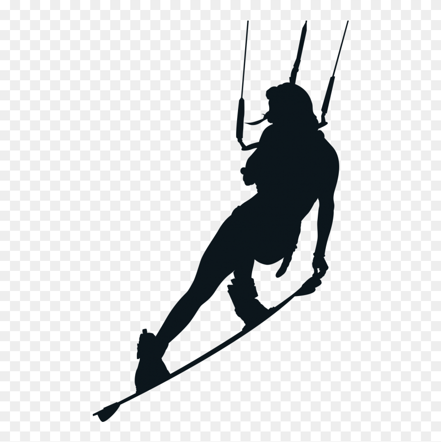 Ski Bindings Silhouette Line Skiing - Kitesurfing Silhouette Clip Art - Png Download