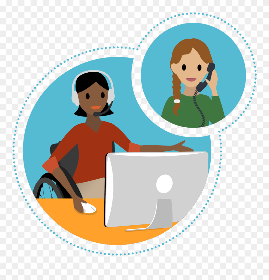 Woman In A Wheelchair Sitting In Front Of Computer - Wheelchair Clipart