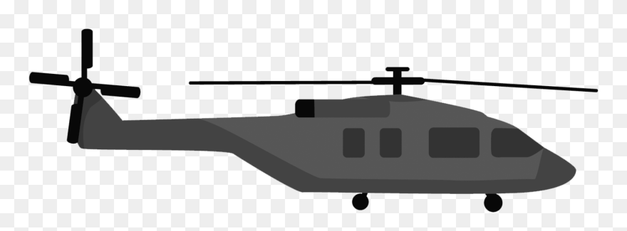 Helicopter Clipart Grey Object - Free Vector Military Helicopter - Png Download