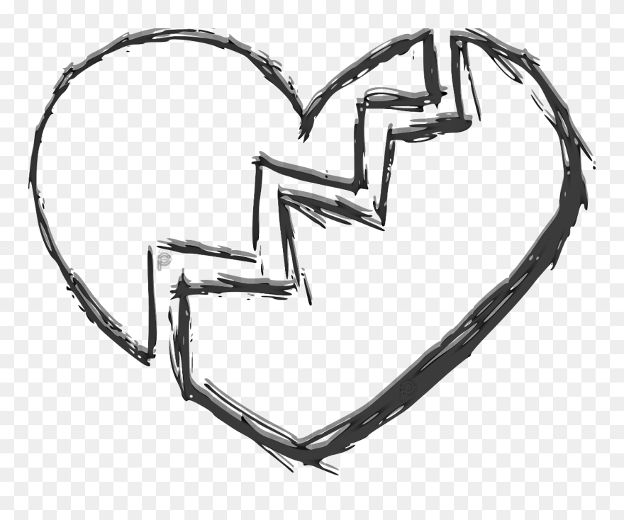 Transparent Broken Heart Clipart Black And White - Drawings Of Broken Hearts - Png Download