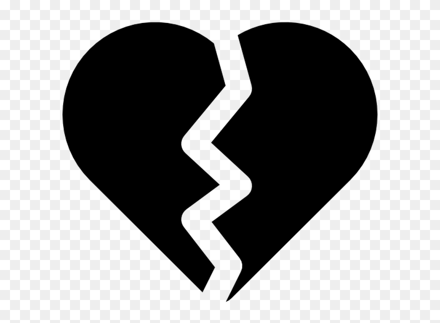 Black And White Broken Heart Clipart Png Free Download - Love Transparent Png