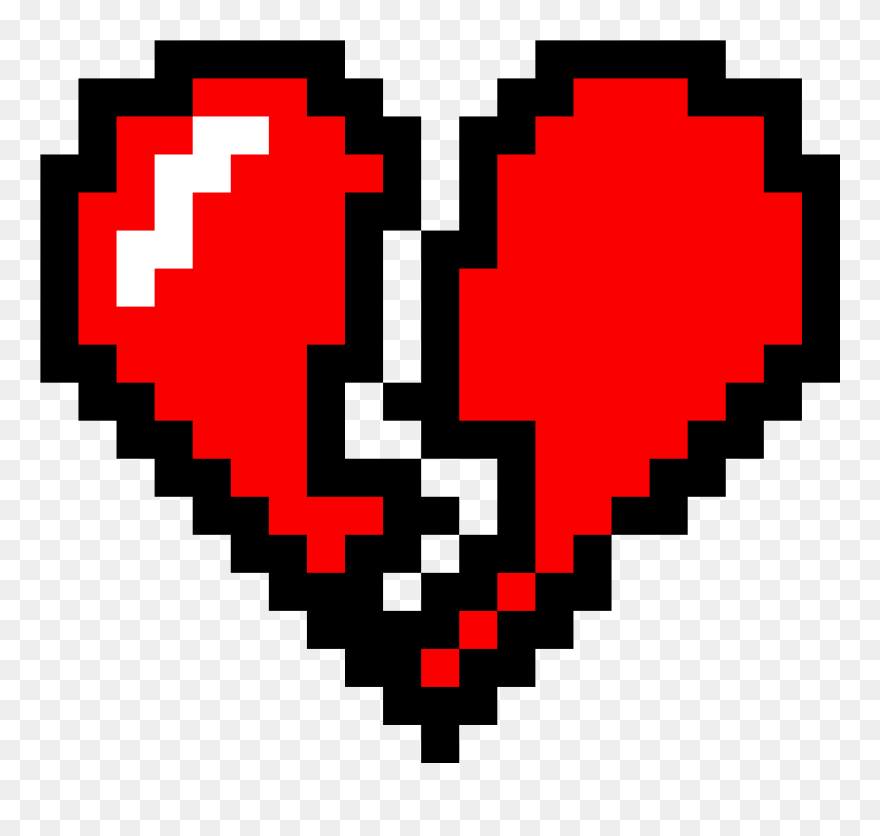 Black Heart Pixel Art Clipart , Png Download - Minecraft Broken Heart Pixel Art Transparent Png