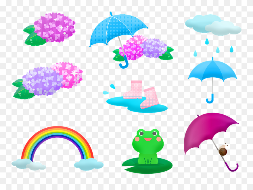 Transparent Frog With Umbrella Clipart - Rainy Season Cartoon Png