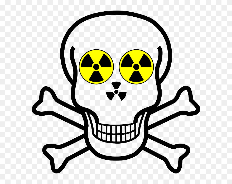 Skull, Warning, Bones, Crossbones, Atom, Energy - Skull And Crossbones Clipart
