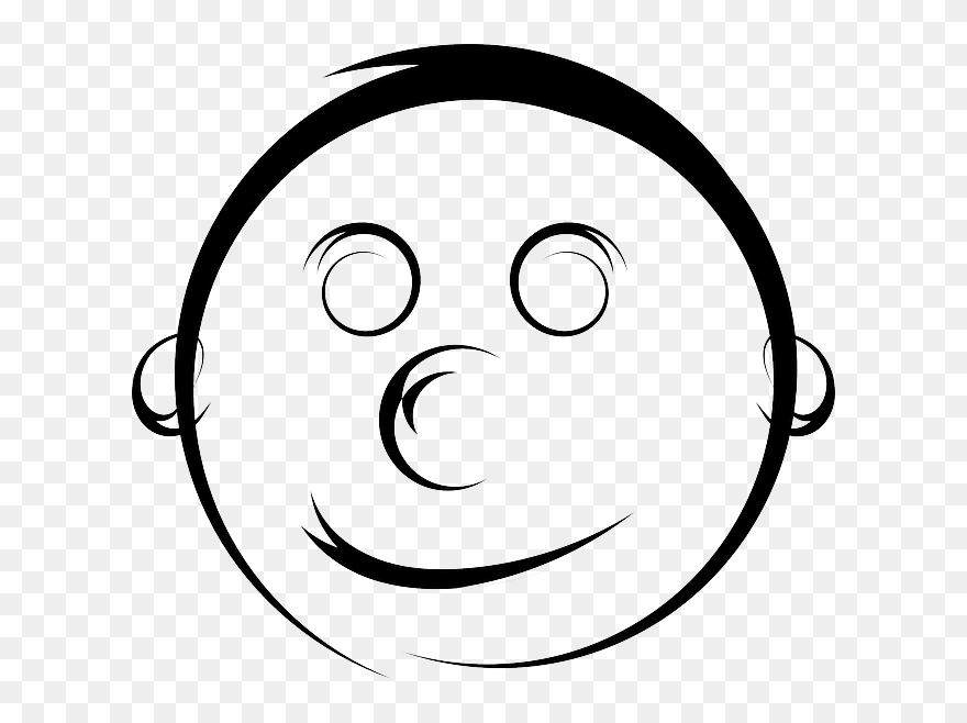 Face, Man, Head, Human, Boy - Black And White Smiley Face Clipart