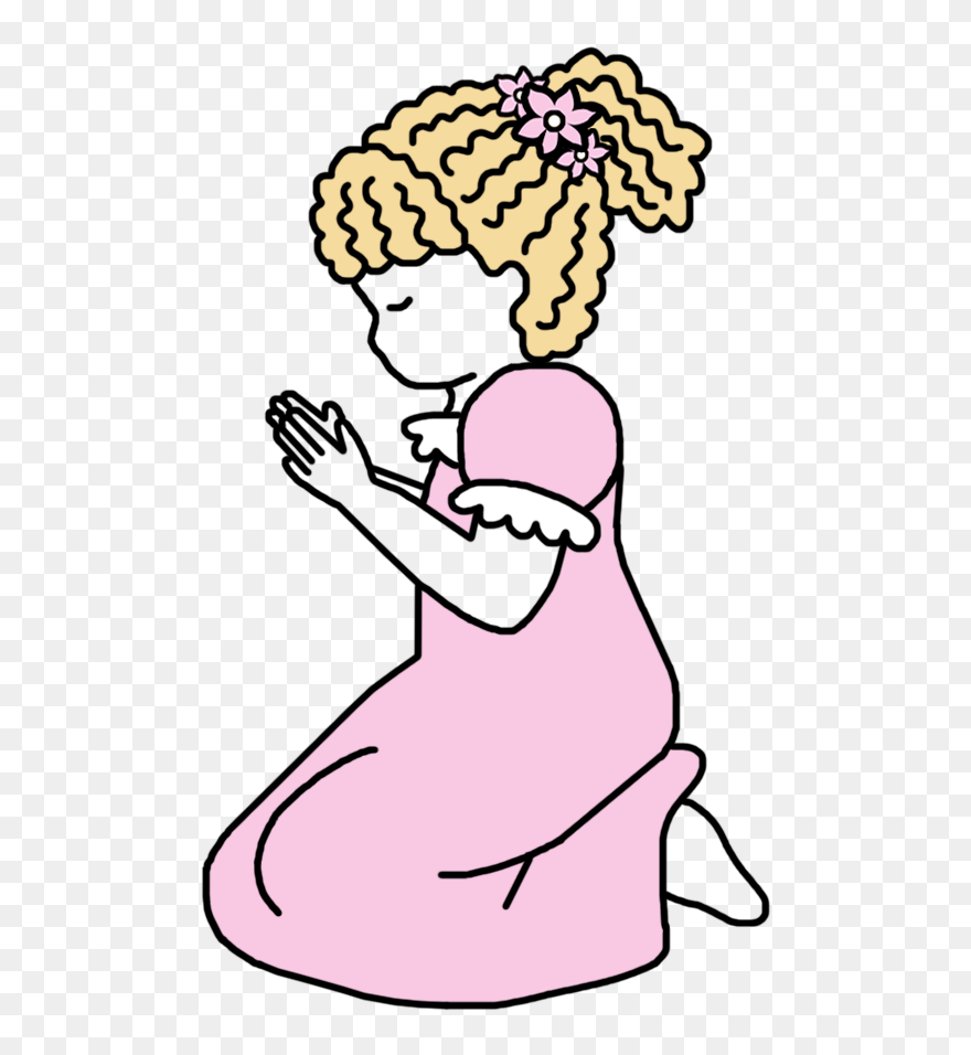 Transparent Ponytail Clipart - Praying Hands Girl Clipart - Png Download