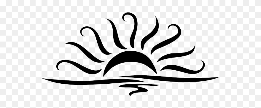 Rising Sun Black And White Clipart