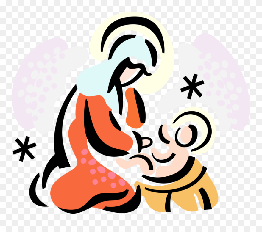 Vector Illustration Of Christianity Madonna Mary Mother - Dios Nos Ha Nacido Clipart