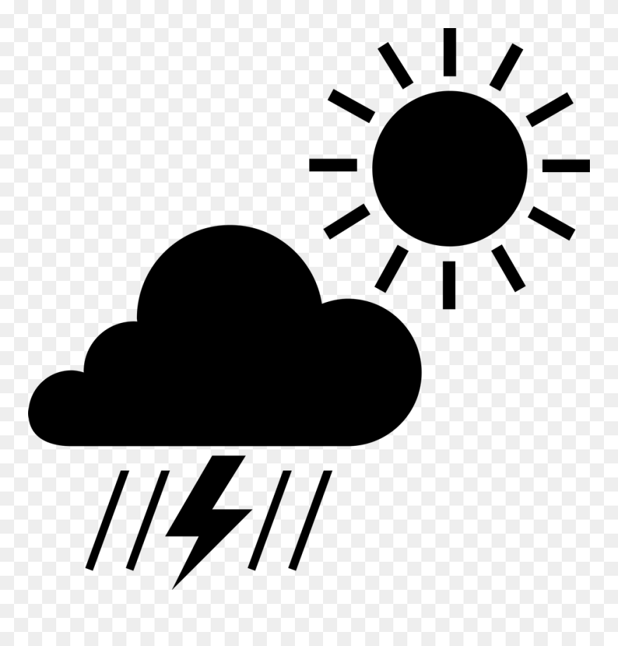 Thunderstorm Clipart Black And White - Weather Icon Png Black Transparent Png