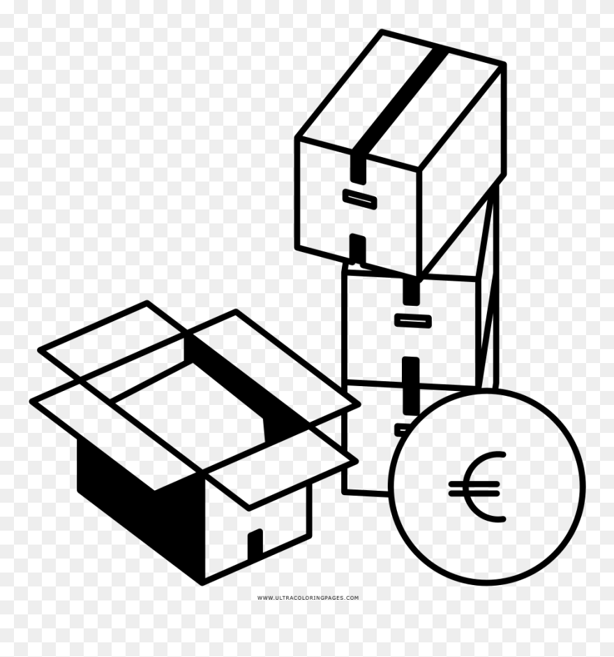 Moving Boxes Coloring Page - Coloring Book Clipart