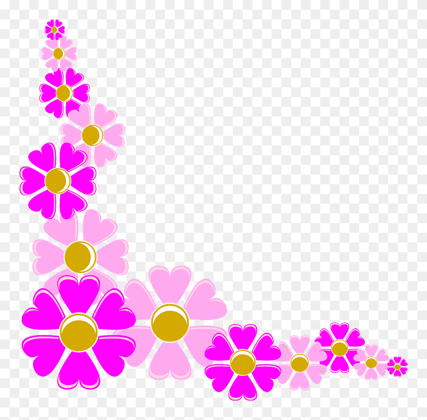 Pink Flower Corner Clipart - Flower Clipart Frame Png Transparent Png