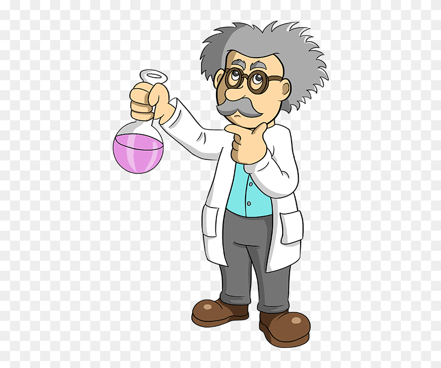 How To Draw Cartoon Scientist - Cartoon Scientist Drawing Clipart