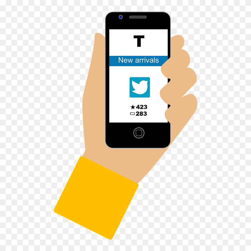 Smartphone Hand Twitter Clipart - Iphone - Png Download