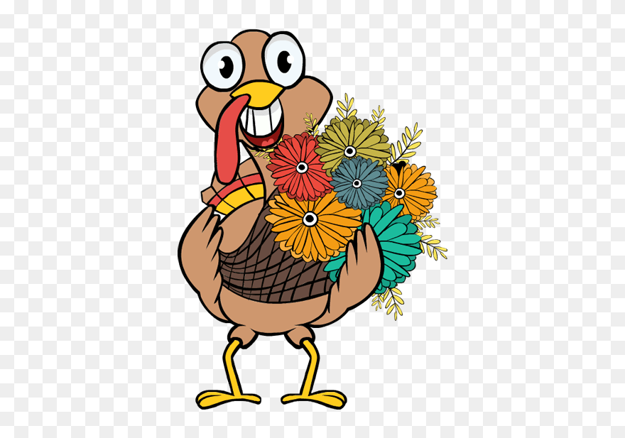 Clip Art Thanksgiving Turkey Flowers Basket 100082 - Turkey With A Sign Transparent - Png Download