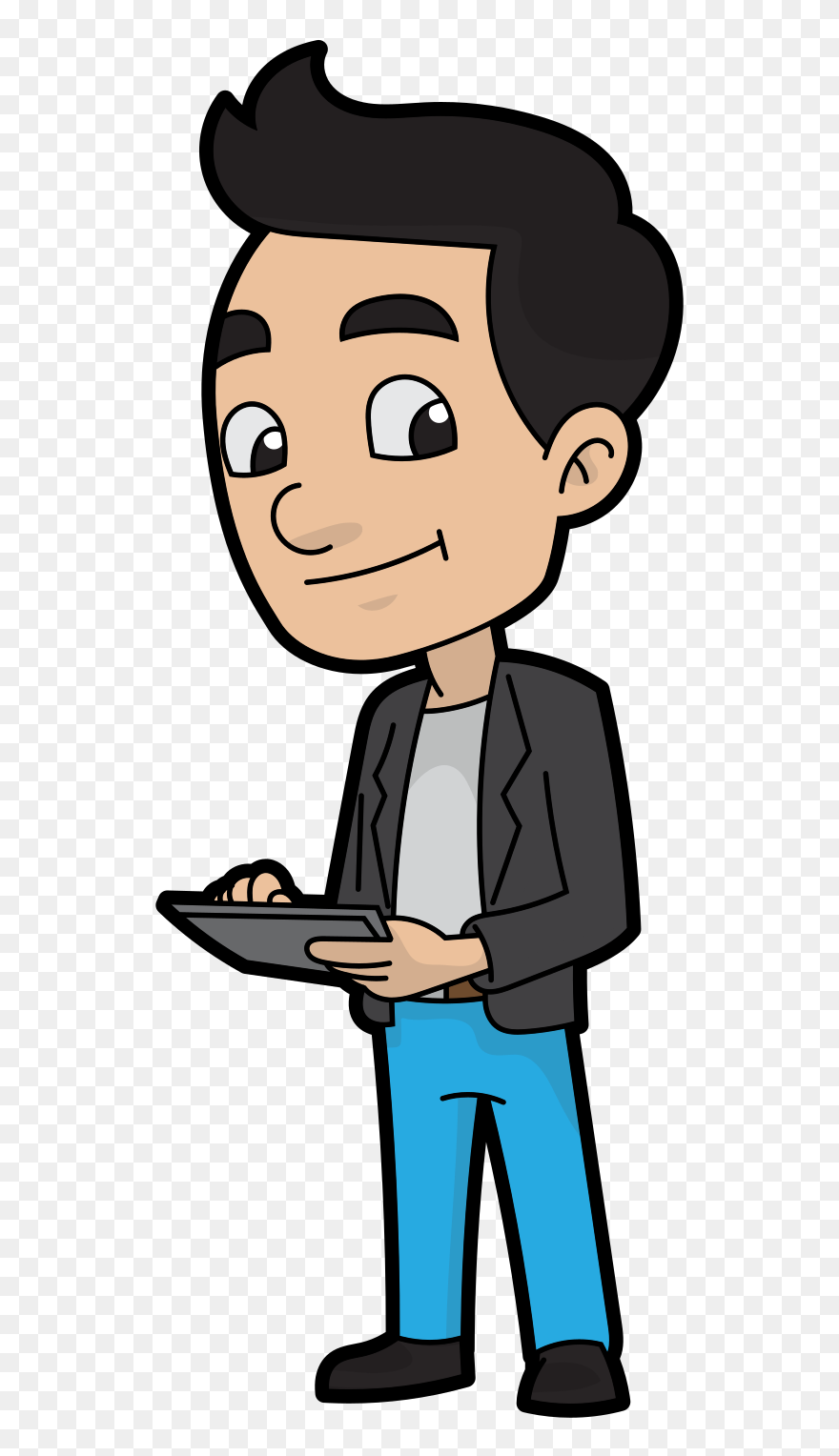 Black Hair Cartoon Guy Clipart
