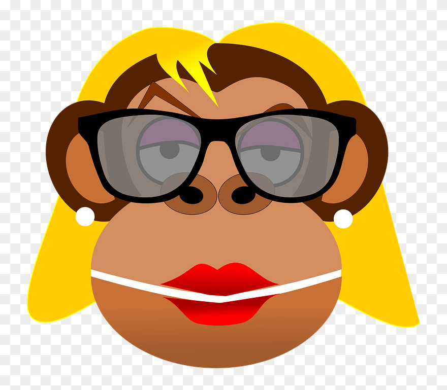 Cute Cartoon Monkeys - Female Monkey With Glasses Clipart
