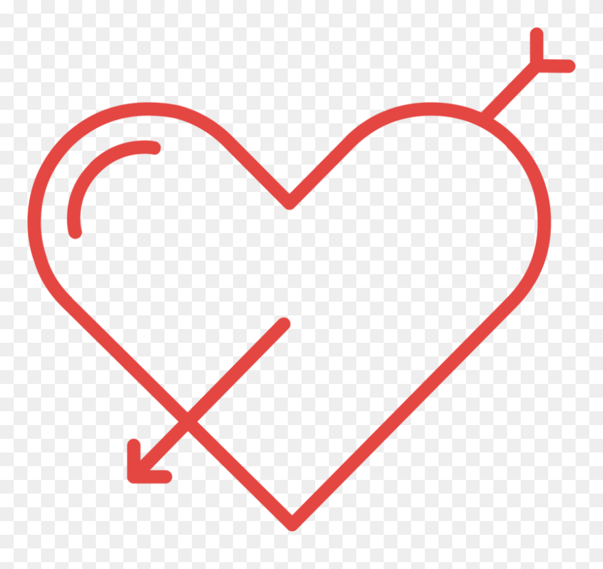Heart,love,organ - Black And White Heart With Arrow Clipart
