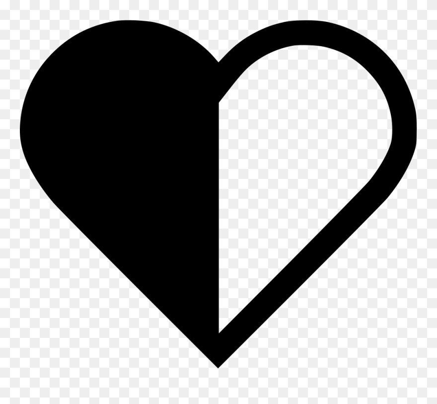 Heart Half - Half Black Half White Heart Clipart