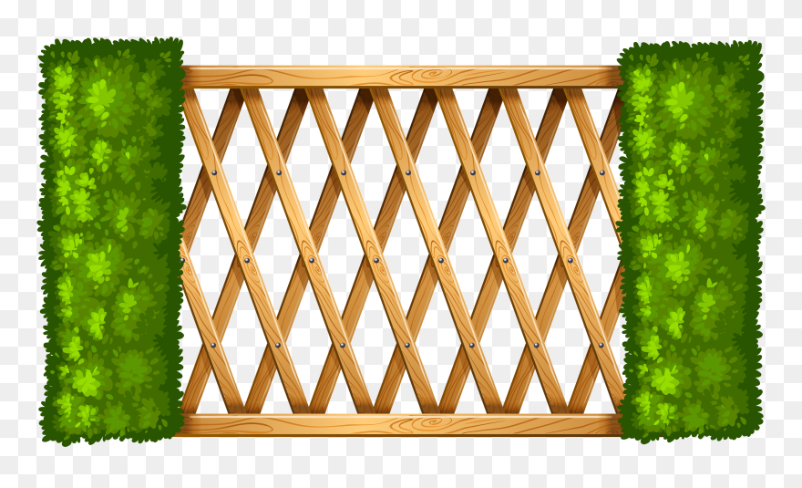 Wooden Fence With Plants Png Clipart - Wood Fence Clipart Png Transparent Png