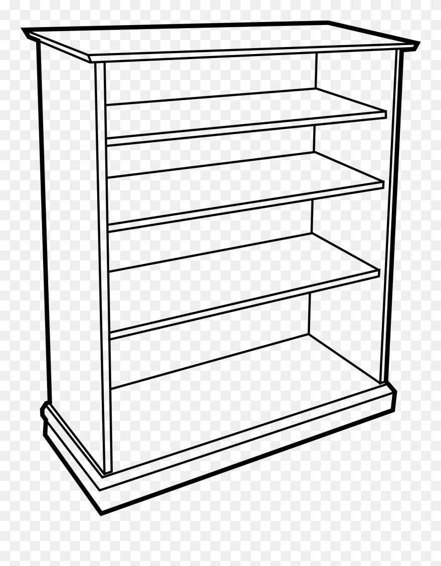 Bookshelf With Books - Shelf Clipart Black And White - Png Download