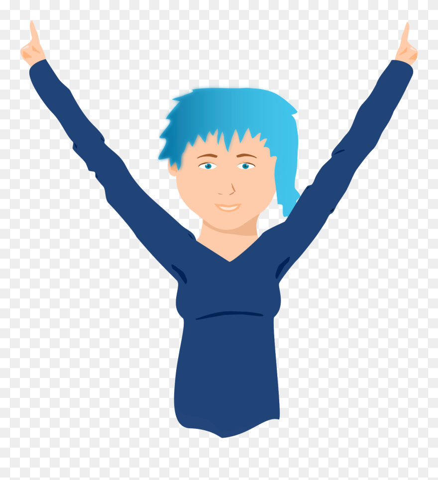 Download This Free Icons Png Design Of Bluehair Boy Or Girl Lève Les Bras Dessin Clipart
