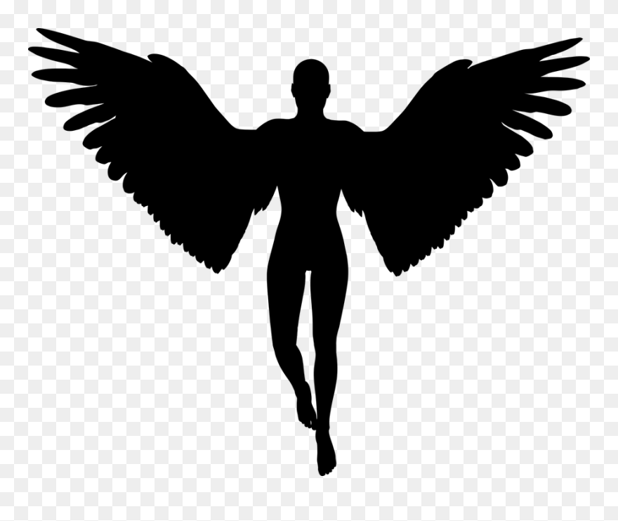 Cherub Angel Silhouette Clip Art - Angel Silhouette Man - Png Download