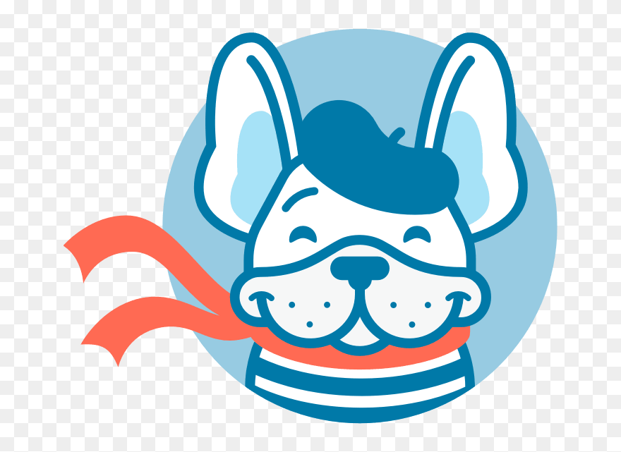 Oui Mascot - French Bull Dog With Beret Clipart - Png Download