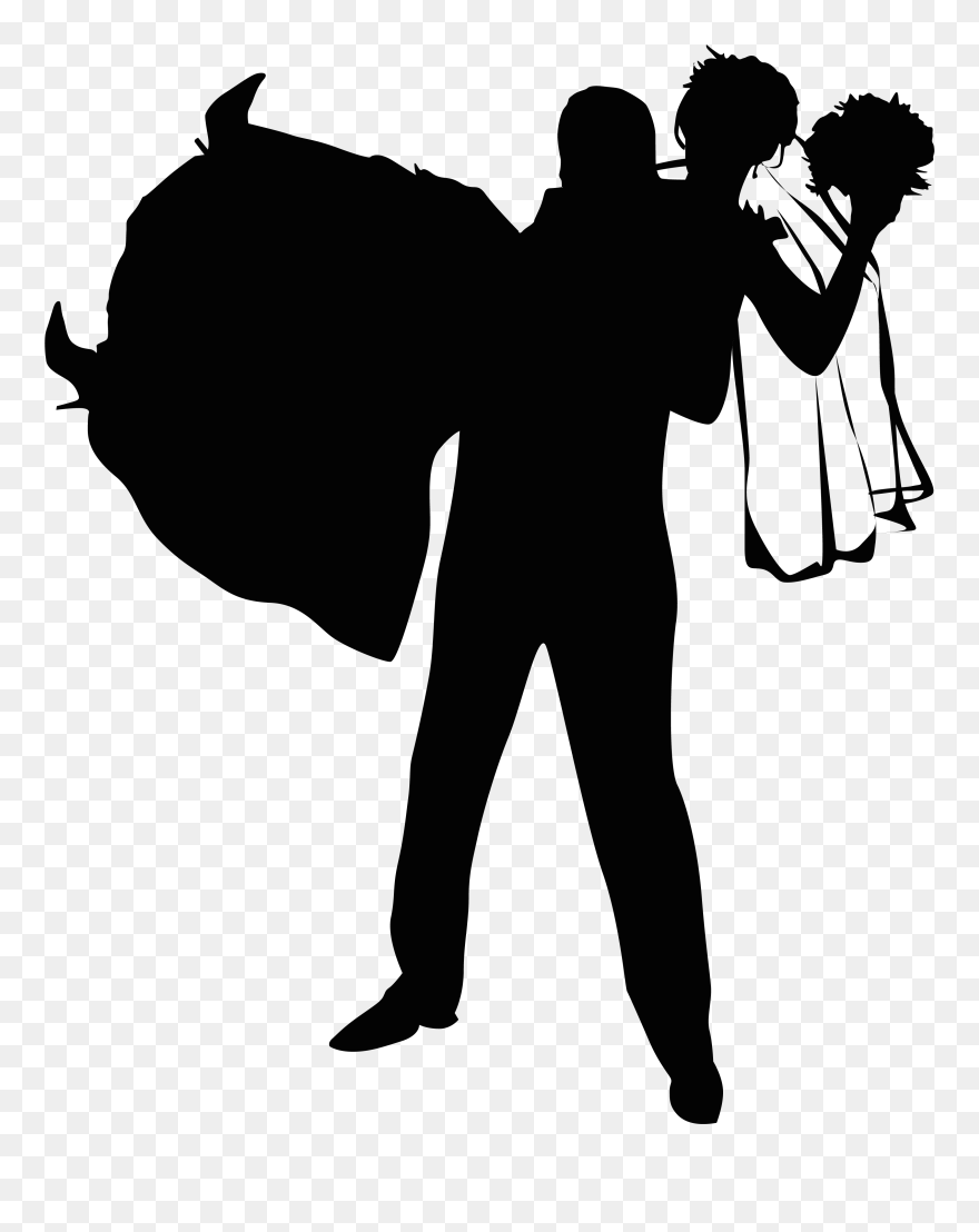 Acrylic Drawing Silhouette - Wedding Couple Silhouette Clipart