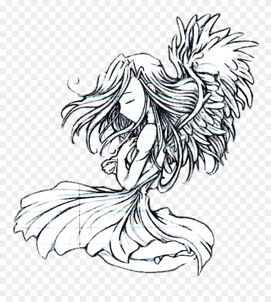 Transparent Angel Outline Png - Beautiful Drawing Of An Angel Clipart