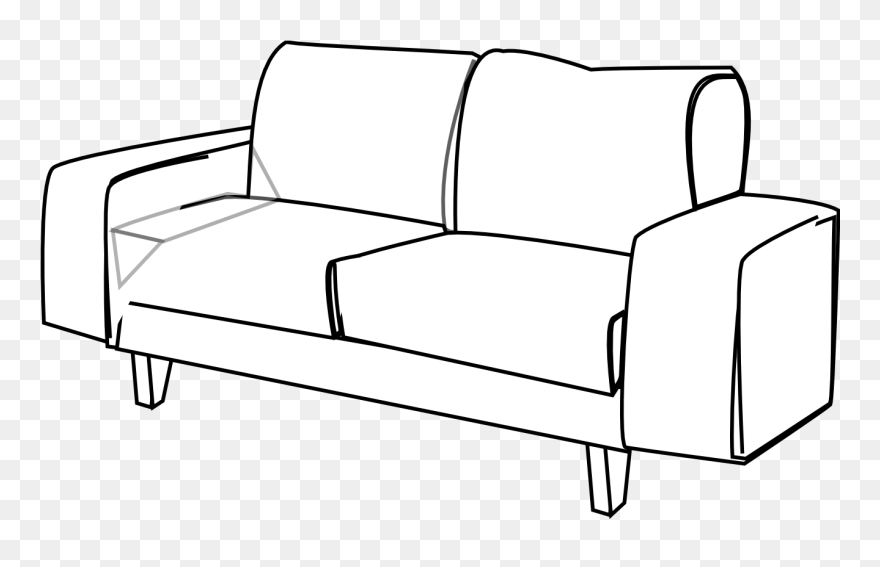 Sofa Clipart Black And White - Png Download