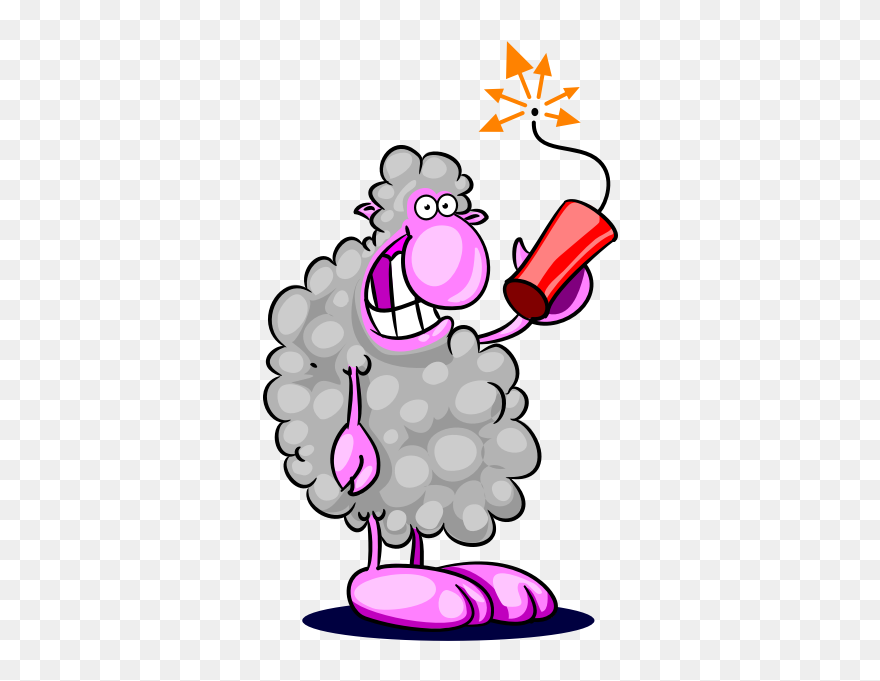 Cartoon Sheep With Dynamite - Sheep With Dynamite Clipart