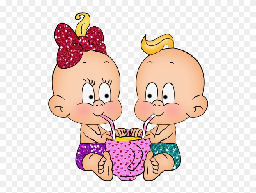 Transparent Twins Png - Cartoon Clip Art Baby Girl And Boy