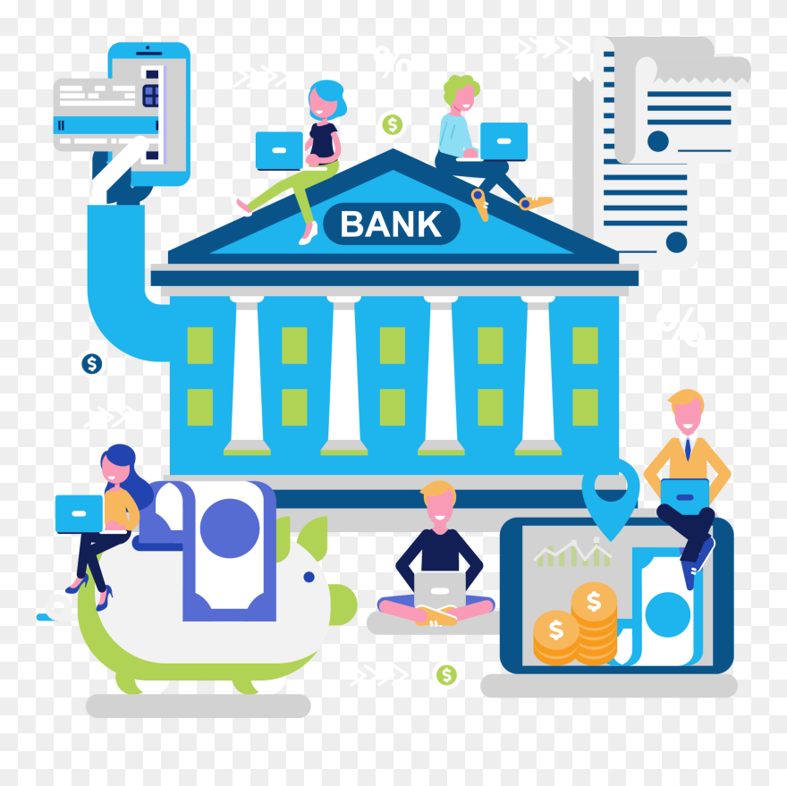 Business Process Management Professional Services - Online Banking Design Concept Clipart