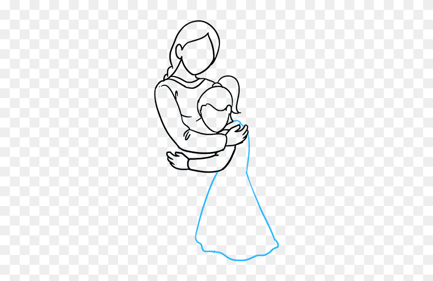 How To Draw Mother Hugging A Daughter - Mothers Day Pencil Drawing Clipart